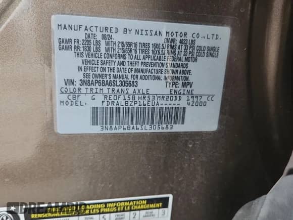 2025 Nissan Kicks S с VIN 3N8AP6BA6SL305683, выставлен на аукционе Copart как лот 82144605 с пробегом 25 264 миль миль и Чистый • Clean title. История ставок и продаж доступна на DreamBid. Изображение 14.