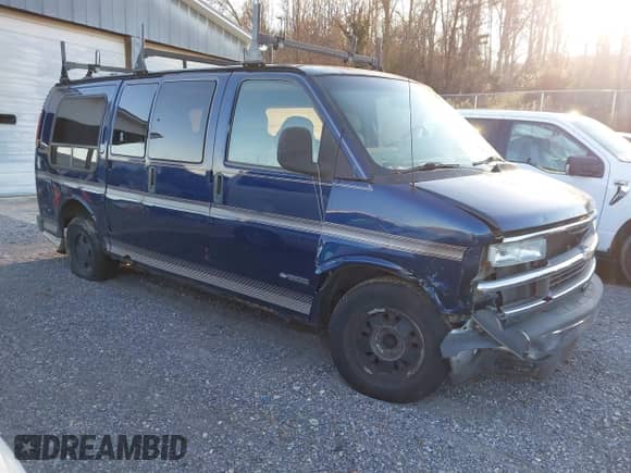 2002 Chevrolet Chevy Van with VIN 1GBFG15M421125415, listed as a IAAI auction lot 41125944 with 130,600 mi miles and . Bid and sale history available at DreamBid. Image 1.