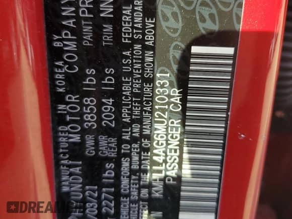 2021 Hyundai Elantra SE с VIN KMHLL4AG6MU210331, выставлен на аукционе Copart как лот 68635795 с пробегом 69 955 миль миль и Списание • Salvage title. История ставок и продаж доступна на DreamBid. Изображение 12.