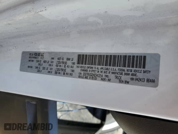 2017 Ram ProMaster Cargo с VIN 3C6TRVDG2HE541214, выставлен на аукционе Copart как лот 71305955 с пробегом Не указан миль и Списание • Salvage title. История ставок и продаж доступна на DreamBid. Изображение 13.