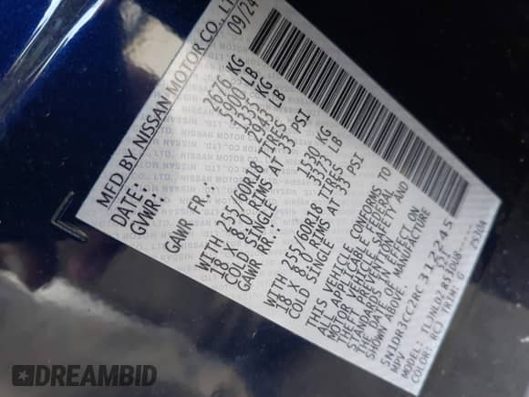 2024 Nissan Pathfinder SL with VIN 5N1DR3CC2RC312245, listed as a IAAI auction lot 42475984 with 3,602 mi miles and . Bid and sale history available at DreamBid. Image 9.