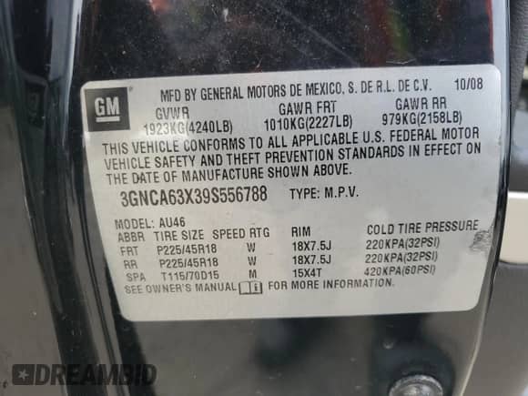 2009 Chevrolet HHR SS с VIN 3GNCA63X39S556788, выставлен на аукционе Copart как лот 46923245 с пробегом 207 012 миль миль и Списание • Salvage title. История ставок и продаж доступна на DreamBid. Изображение 14.