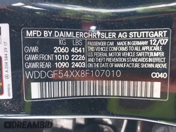 2008 Mercedes-Benz C 300 Sport с VIN WDDGF54XX8F107010, выставлен на аукционе IAAI как лот 43235393 с пробегом 91 417 миль миль и . История ставок и продаж доступна на DreamBid. Изображение 9.