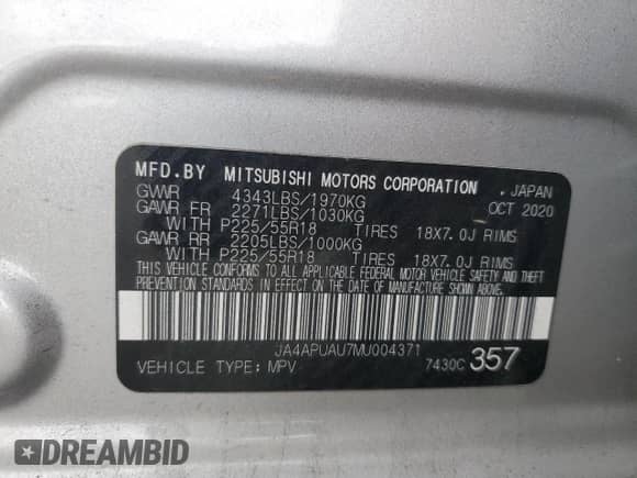 2021 Mitsubishi Outlander ES с VIN JA4APUAU7MU004371, выставлен на аукционе Copart как лот 82433925 с пробегом 72 615 миль миль и Списание • Salvage title. История ставок и продаж доступна на DreamBid. Изображение 13.