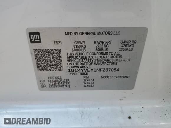 2022 Chevrolet Silverado 3500HD High Country с VIN 1GC4YVEY1NF207054, выставлен на аукционе Copart как лот 66297274 с пробегом Не указан миль и Списание • Salvage title. История ставок и продаж доступна на DreamBid. Изображение 12.