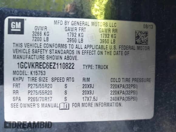 2014 Chevrolet Silverado 1500 LT с VIN 1GCVKREC6EZ110822, выставлен на аукционе IAAI как лот 43409699 с пробегом 157 219 миль миль и . История ставок и продаж доступна на DreamBid. Изображение 9.