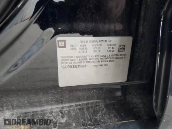 2012 Chevrolet Sonic LT z VIN 1G1JD5SB6C4162631, wystawiony jako Copart lot #68578655 z przebiegiem 135 941 mil mil oraz Czysty tytuł • Clean title. Historia ofert i sprzedaży dostępna na DreamBid. Obrazek 12.