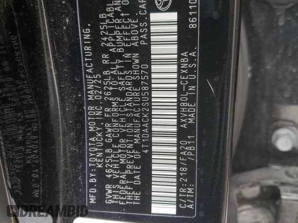 2025 Toyota Camry LE с VIN 4T1DAACK2SU587570, выставлен на аукционе Copart как лот 89838345 с пробегом 13 650 миль миль и Чистый • Clean title. История ставок и продаж доступна на DreamBid. Изображение 12.