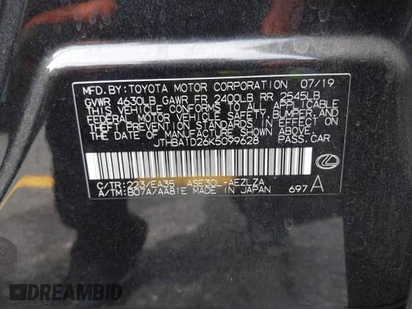 2019 Lexus IS 300 z VIN JTHBA1D26K5099628, wystawiony jako IAAI lot #43240422 z przebiegiem 76 730 mil mil oraz . Historia ofert i sprzedaży dostępna na DreamBid. Obrazek 9.