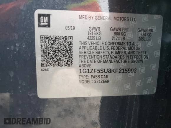 2019 Chevrolet Malibu Hybrid с VIN 1G1ZF5SU8KF215993, выставлен на аукционе Copart как лот 87932545 с пробегом 134 615 миль миль и Чистый • Clean title. История ставок и продаж доступна на DreamBid. Изображение 14.