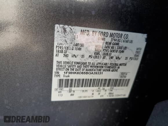 2011 Ford Explorer XLT с VIN 1FMHK8D85BGA39331, выставлен на аукционе Copart как лот 81446675 с пробегом 239 247 миль миль и Списание • Salvage title. История ставок и продаж доступна на DreamBid. Изображение 13.