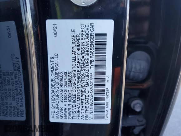 2021 Honda Accord EX с VIN 1HGCV3F4XMA016976, выставлен на аукционе Copart как лот 64333145 с пробегом 99 266 миль миль и Списание • Salvage title. История ставок и продаж доступна на DreamBid. Изображение 12.