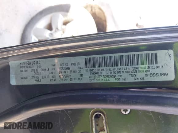 2017 Ram 1500 Big Horn z VIN 1C6RR7LTXHS522394, wystawiony jako IAAI lot #43345069 z przebiegiem 203 928 mil mil oraz . Historia ofert i sprzedaży dostępna na DreamBid. Obrazek 9.