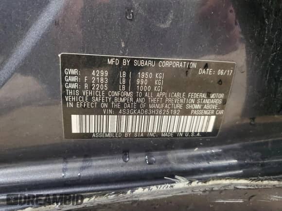 2017 Subaru Impreza Premium with VIN 4S3GKAD63H3625192, listed as a Copart auction lot 85132465 with 224,418 mi miles and Salvage title. Bid and sale history available at DreamBid. Image 13.