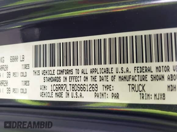 2013 Ram 1500 Big Horn z VIN 1C6RR7LT8DS661269, wystawiony jako IAAI lot #42887071 z przebiegiem 167 392 mil mil oraz . Historia ofert i sprzedaży dostępna na DreamBid. Obrazek 9.