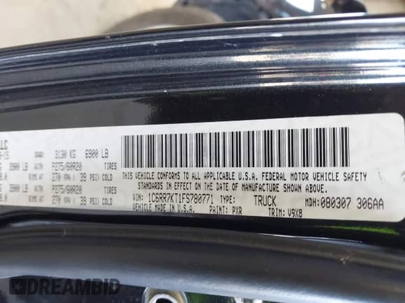 2015 Ram 1500 Express with VIN 1C6RR7KT1FS780771, listed as a IAAI auction lot 43062594 with 109,906 mi miles and . Bid and sale history available at DreamBid. Image 9.