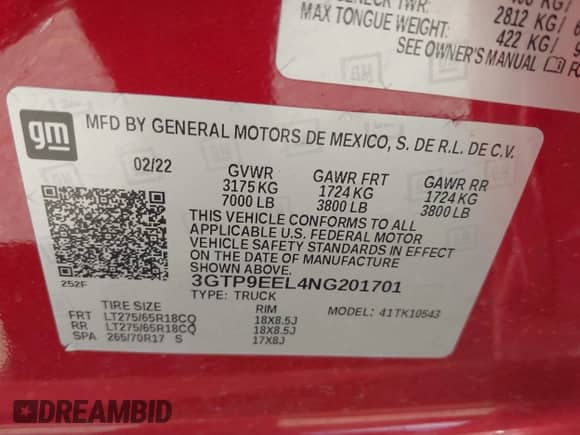 2022 GMC Sierra 1500 AT4 с VIN 3GTP9EEL4NG201701, выставлен на аукционе IAAI как лот 42820073 с пробегом 59 511 миль миль и . История ставок и продаж доступна на DreamBid. Изображение 9.