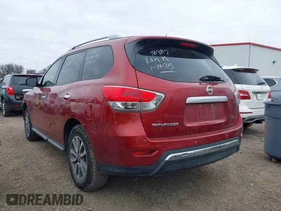 2014 Nissan Pathfinder SV z VIN 5N1AR2MNXEC618987, wystawiony jako IAAI lot #41593401 z przebiegiem 152 764 mil mil oraz . Historia ofert i sprzedaży dostępna na DreamBid. Obrazek 3.
