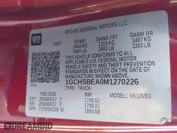 2021 Chevrolet Colorado 2WD Work Truck с VIN 1GCHSBEA0M1270226, выставлен на аукционе IAAI как лот 42579935 с пробегом 26 642 миль миль и . История ставок и продаж доступна на DreamBid. Изображение 9.