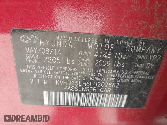 2014 Hyundai Elantra с VIN KMHD35LH6EU202862, выставлен на аукционе IAAI как лот 41923273 с пробегом 86 516 миль миль и . История ставок и продаж доступна на DreamBid. Изображение 9.