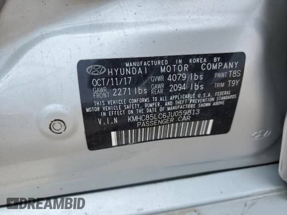 2018 Hyundai Ioniq Limited z VIN KMHC85LC6JU059813, wystawiony jako Copart lot #66775065 z przebiegiem 105 096 mil mil oraz Szkoda całkowita • Salvage title. Historia ofert i sprzedaży dostępna na DreamBid. Obrazek 12.