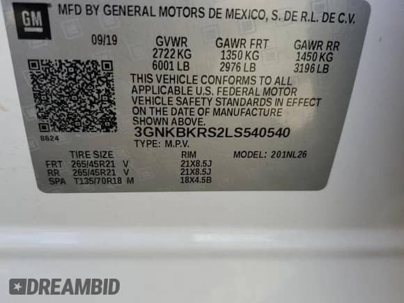 2020 Chevrolet Blazer RS с VIN 3GNKBKRS2LS540540, выставлен на аукционе Copart как лот 70287225 с пробегом 38 225 миль миль и Списание • Salvage title. История ставок и продаж доступна на DreamBid. Изображение 13.