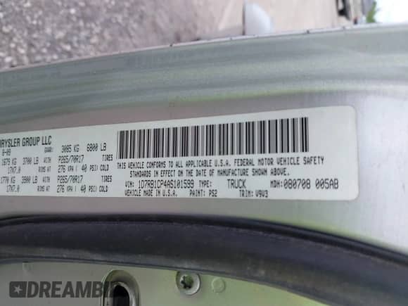 2010 Dodge 1500 ST z VIN 1D7RB1CP4AS101599, wystawiony jako IAAI lot #41076441 z przebiegiem 229 781 mil mil oraz . Historia ofert i sprzedaży dostępna na DreamBid. Obrazek 9.