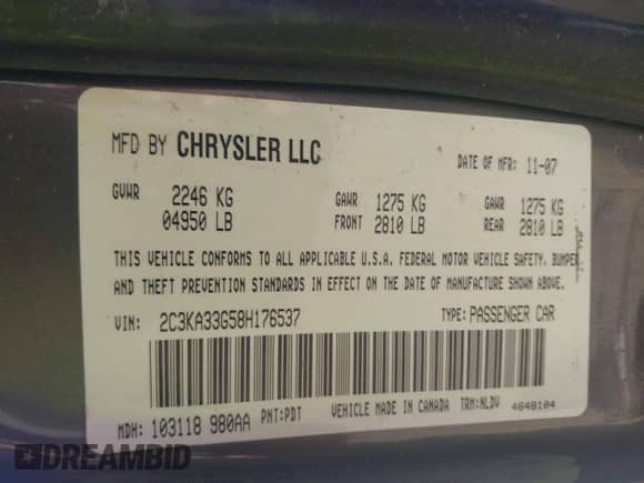 2008 Chrysler 300 Limited with VIN 2C3KA33G58H176537, listed as a IAAI auction lot 42906085 with 105,040 mi miles and . Bid and sale history available at DreamBid. Image 9.