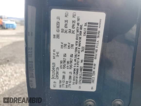 2002 Dodge 1500 с VIN 1D7HU16N12J140822, выставлен на аукционе Copart как лот 86149315 с пробегом 198 970 миль миль и Чистый • Clean title. История ставок и продаж доступна на DreamBid. Изображение 12.