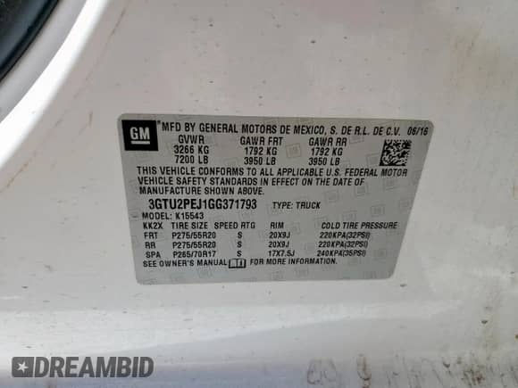 2016 GMC Sierra 1500 Denali z VIN 3GTU2PEJ1GG371793, wystawiony jako Copart lot #67460875 z przebiegiem 231 730 mil mil oraz Czysty tytuł • Clean title. Historia ofert i sprzedaży dostępna na DreamBid. Obrazek 12.