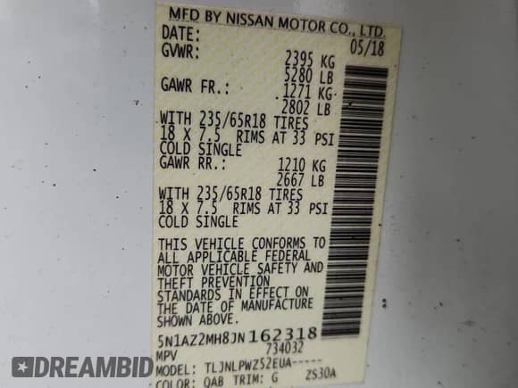 2018 Nissan Murano Platinum с VIN 5N1AZ2MH8JN162318, выставлен на аукционе Copart как лот 86442495 с пробегом 77 218 миль миль и Списание • Salvage title. История ставок и продаж доступна на DreamBid. Изображение 13.