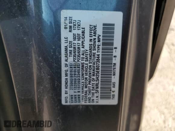 2014 Honda Odyssey LX z VIN 5FNRL5H25EB073844, wystawiony jako Copart lot #71624895 z przebiegiem 169 387 mil mil oraz Szkoda całkowita • Salvage title. Historia ofert i sprzedaży dostępna na DreamBid. Obrazek 13.