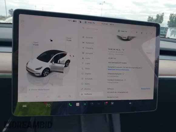 2023 Tesla Model Y Long Range with VIN 7SAYGAEE2PF763662, listed as a IAAI auction lot 43412618 with 43,857 mi miles and . Bid and sale history available at DreamBid. Image 18.