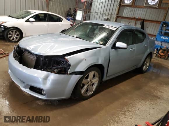 2013 Dodge Avenger SXT with VIN 1C3CDZCG1DN742743, listed as a Copart auction lot 87382345 with 85,315 mi miles and Salvage title. Bid and sale history available at DreamBid. Image 1.