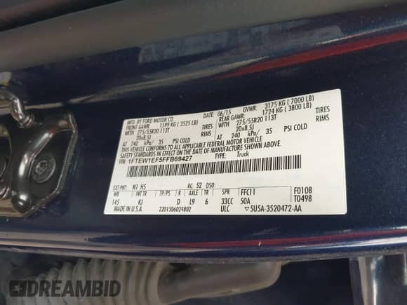 2015 Ford F-150 XLT z VIN 1FTEW1EF5FFB69427, wystawiony jako IAAI lot #42130485 z przebiegiem 132 866 mil mil oraz . Historia ofert i sprzedaży dostępna na DreamBid. Obrazek 9.