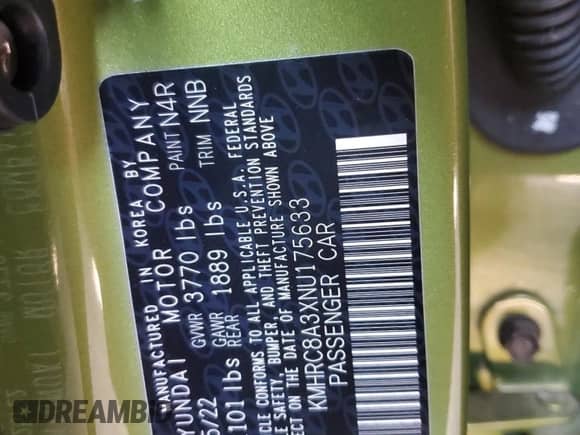 2022 Hyundai Venue SEL с VIN KMHRC8A3XNU175633, выставлен на аукционе Copart как лот 80181745 с пробегом 52 637 миль миль и Списание • Salvage title. История ставок и продаж доступна на DreamBid. Изображение 12.