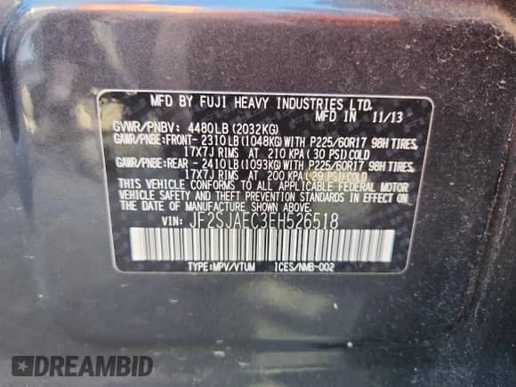 2014 Subaru Forester Premium with VIN JF2SJAEC3EH526518, listed as a Copart auction lot 81709865 with 196,959 mi miles and Clean title. Bid and sale history available at DreamBid. Image 12.