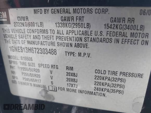 2007 Chevrolet TrailBlazer SS с VIN 1GNES13H672303488, выставлен на аукционе IAAI как лот 42185315 с пробегом 86 977 миль миль и . История ставок и продаж доступна на DreamBid. Изображение 9.