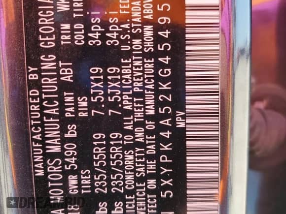 2019 Kia Sorento SX with VIN 5XYPK4A52KG454953, listed as a Copart auction lot 52081915 with 80,248 mi miles and Salvage title. Bid and sale history available at DreamBid. Image 14.