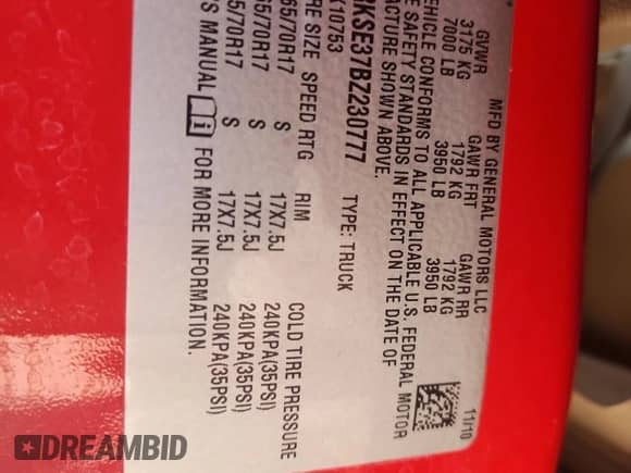 2011 Chevrolet Silverado 1500 LT z VIN 1GCRKSE37BZ230777, wystawiony jako Copart lot #62737375 z przebiegiem Nie podano mil oraz Szkoda całkowita • Salvage title. Historia ofert i sprzedaży dostępna na DreamBid. Obrazek 12.