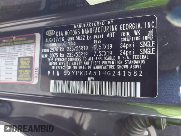 2017 Kia Sorento SX z VIN 5XYPKDA51HG241582, wystawiony jako IAAI lot #42769504 z przebiegiem 154 567 mil mil oraz . Historia ofert i sprzedaży dostępna na DreamBid. Obrazek 9.