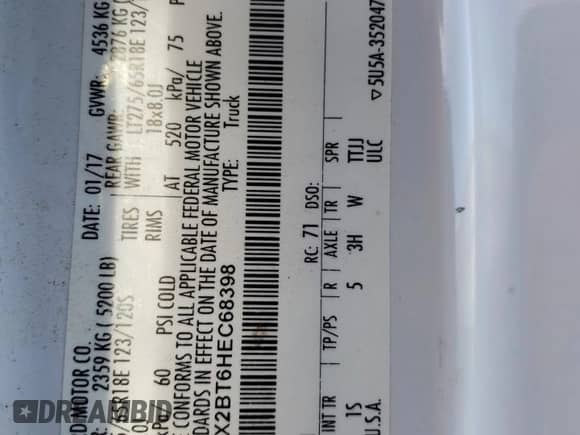 2017 Ford F-250 XLT z VIN 1FT7X2BT6HEC68398, wystawiony jako Copart lot #86244954 z przebiegiem 226 595 mil mil oraz Szkoda całkowita • Salvage title. Historia ofert i sprzedaży dostępna na DreamBid. Obrazek 12.