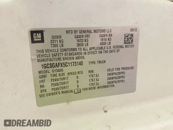 2012 Chevrolet Express Cargo с VIN 1GCSGAFX5C1173140, выставлен на аукционе IAAI как лот 42933888 с пробегом Не указан миль и . История ставок и продаж доступна на DreamBid. Изображение 9.