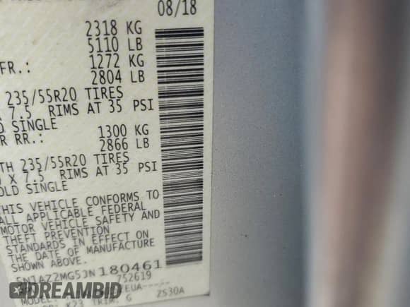 2018 Nissan Murano Platinum z VIN 5N1AZ2MG5JN180461, wystawiony jako Copart lot #63491915 z przebiegiem 94 558 mil mil oraz Szkoda całkowita • Salvage title. Historia ofert i sprzedaży dostępna na DreamBid. Obrazek 13.