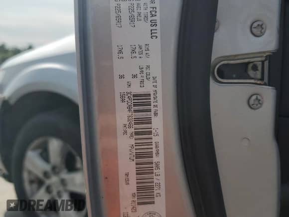2015 Dodge Journey SE with VIN 3C4PDCAB4FT632466, listed as a Copart auction lot 67893465 with Not provided miles and Salvage title. Bid and sale history available at DreamBid. Image 12.