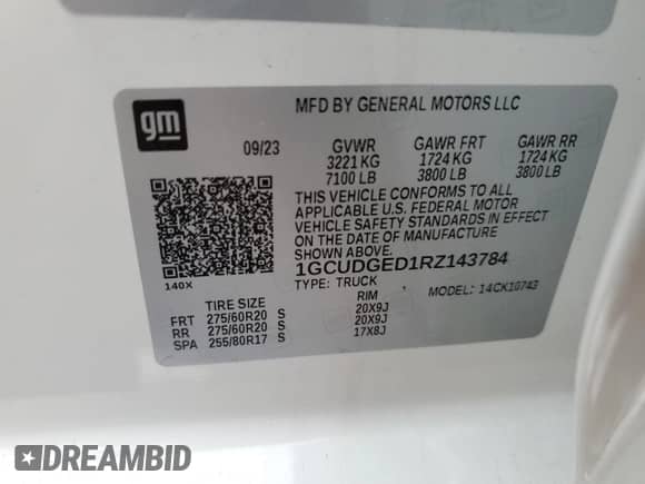 2024 Chevrolet Silverado 1500 LTZ с VIN 1GCUDGED1RZ143784, выставлен на аукционе Copart как лот 63122955 с пробегом 22 212 миль миль и Списание • Salvage title. История ставок и продаж доступна на DreamBid. Изображение 12.