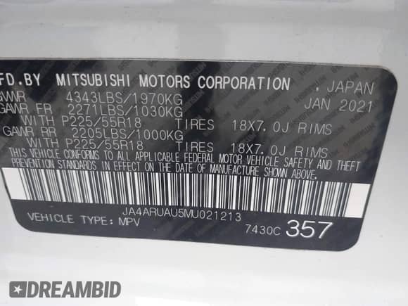 2021 Mitsubishi Outlander ES z VIN JA4ARUAU5MU021213, wystawiony jako IAAI lot #42593745 z przebiegiem 55 944 mil mil oraz . Historia ofert i sprzedaży dostępna na DreamBid. Obrazek 9.