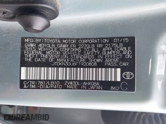 2015 Toyota Prius Four с VIN JTDKN3DU6F1920808, выставлен на аукционе IAAI как лот 41647137 с пробегом 133 563 миль миль и . История ставок и продаж доступна на DreamBid. Изображение 9.