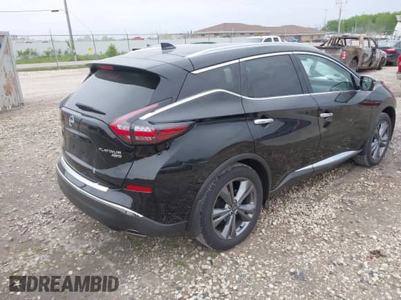 2024 Nissan Murano Platinum with VIN 5N1AZ2DS1RC123685, listed as a IAAI auction lot 42358404 with 7,344 mi miles and . Bid and sale history available at DreamBid. Image 4.