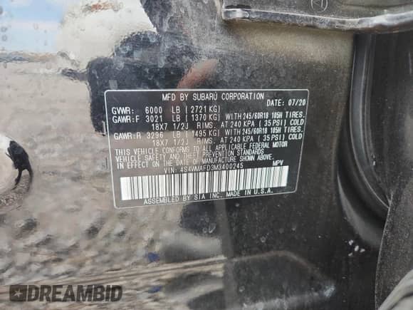 2021 Subaru Ascent Premium с VIN 4S4WMAFD3M3400245, выставлен на аукционе Copart как лот 71259305 с пробегом 27 311 миль миль и Списание • Salvage title. История ставок и продаж доступна на DreamBid. Изображение 13.